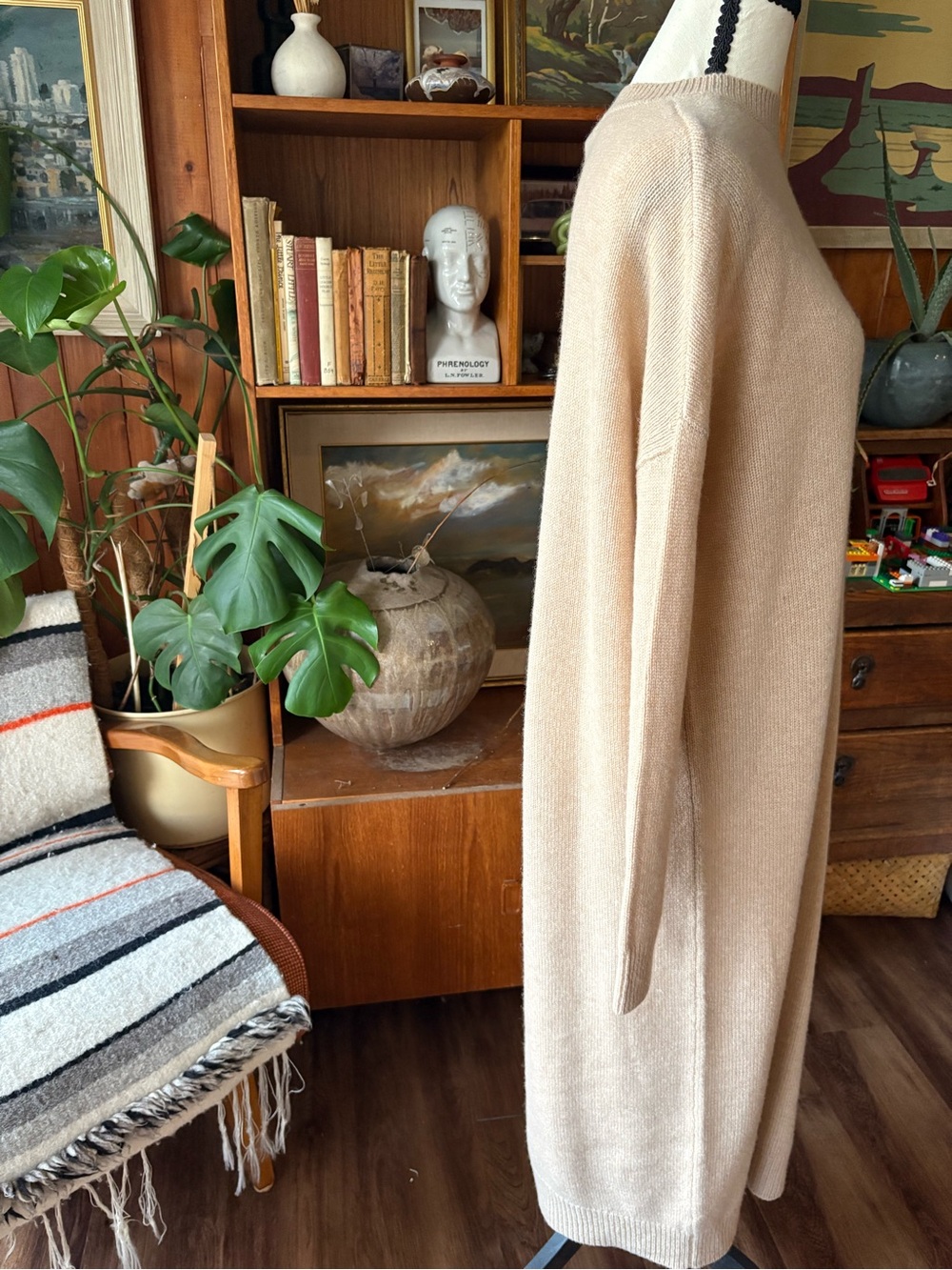100% Cashmere Minimalist Tan Knit Dress TONOT M - Picture 5 of 9